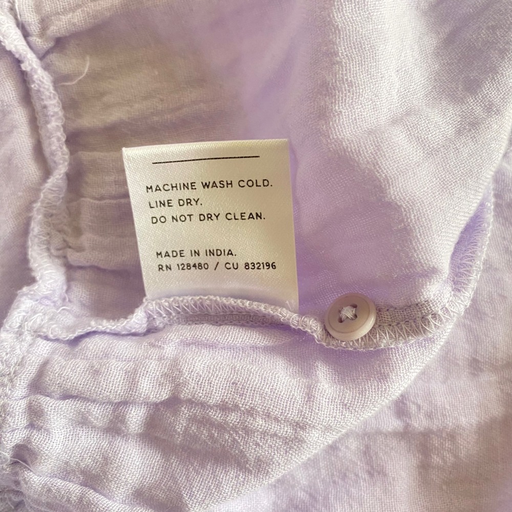 Pact Organic Cotton Midi Dress Size L Lavender Tiered Boho Button Front Cottage - Picture 7 of 8